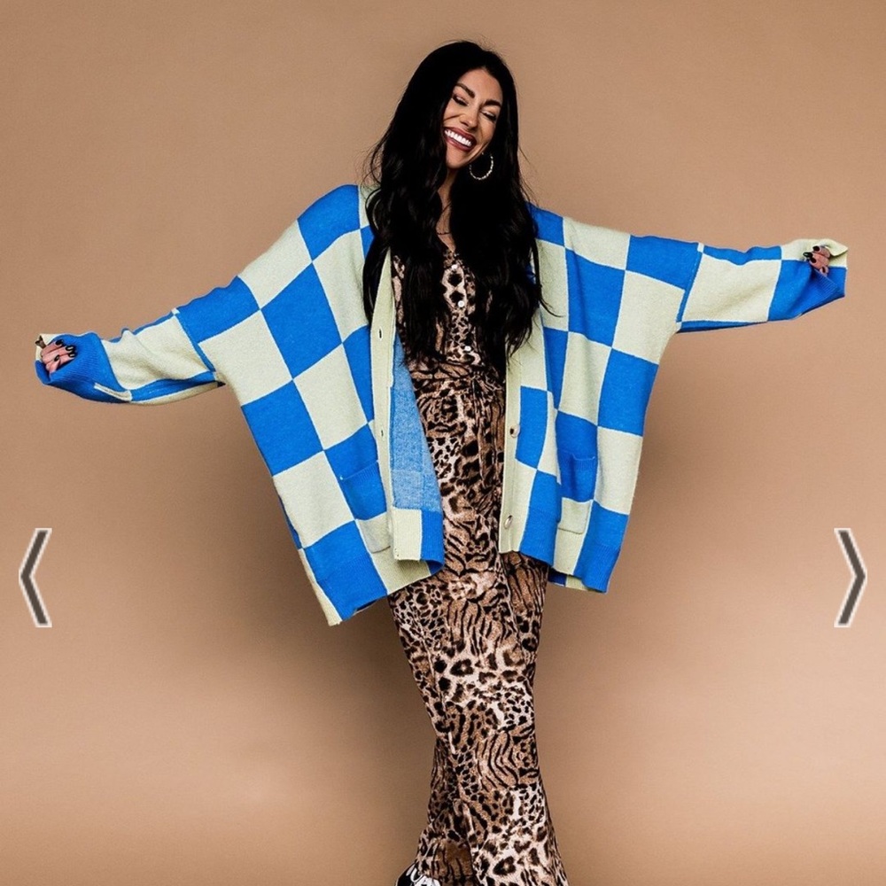 Dressed in LALA Original Checkered Cardigan